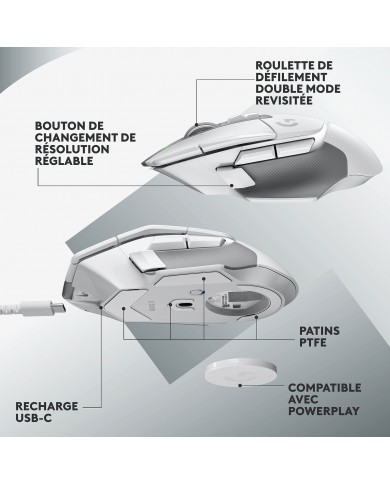 Logitech G502X Lightspeed Blanc - Souris PC - Logitech Maroc Logitech G502X Lightspeed Blanc - Souris PC - Logitech Maroc