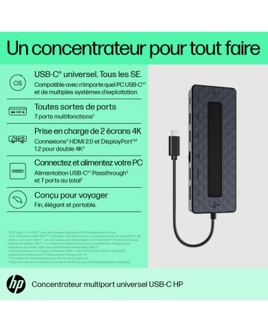 Hub USB-C HP 7 en 1 Supporte PD - Power Delivery (50H55AA) Hub USB-C HP 7 en 1 Supporte PD - Power Delivery (50H55AA)
