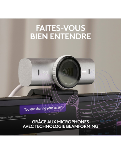 Logitech MX BRIO Gris Pâle Webcam - Ultra HD 4K