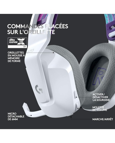 Logitech G733 Lightspeed (Blanc) - Micro-casque Logitech G733 Lightspeed (Blanc) - Micro-casque