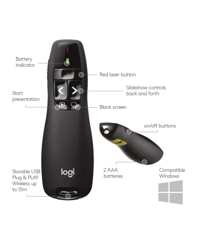 Logitech Wireless Presenter R400 - Pointeur laser Logitech Wireless Presenter R400 - Pointeur laser