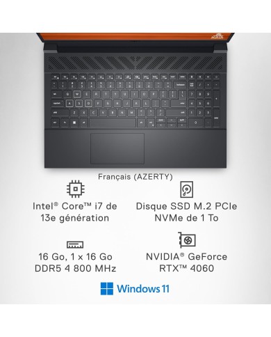 Dell G15 5530 15.6" FHD 165Hz i7-13650HX,RTX4060, 16GB RAM, 1TB - PC PORTABLE Dell G15 5530 15.6" FHD 165Hz i7-13650HX,RTX4060, 16GB RAM, 1TB - PC PORTABLE