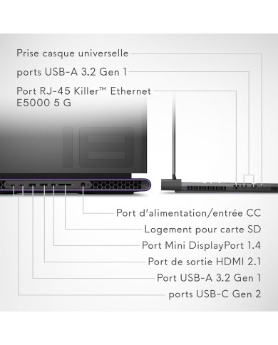 Alienware m18 R2 18" QHD+ 165 Hz|i9-14900HX | RTX 4070 | 32 Go | 1 To | WINDOWS 11 FAMILLE Alienware m18 R2 18" QHD+ 165 Hz|i9-14900HX | RTX 4070 | 32 Go | 1 To | WINDOWS 11 FAMILLE