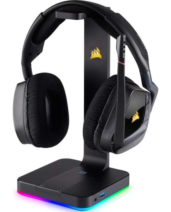 Corsair - ST100 RGB Support pour Casque d'Ecoute Haut de Gamme avec son Ambiophonique 7.1 - Noir