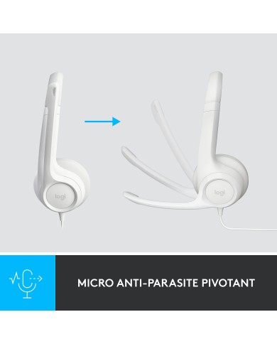 Logitech USB Headset H390 (Blanc Cassé) - Casque Logitech USB Headset H390 (Blanc Cassé) - Casque