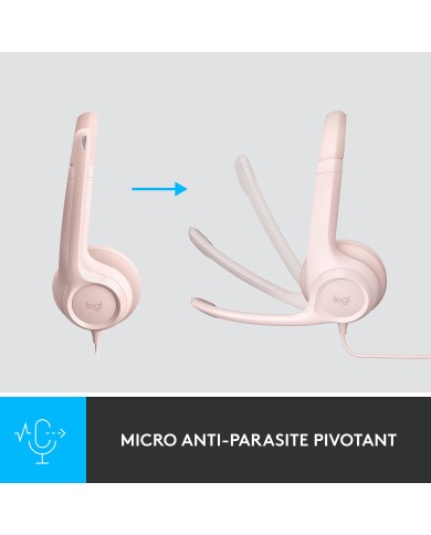 Logitech USB Headset H390 (Rose) - Micro-casque Logitech USB Headset H390 (Rose) - Micro-casque
