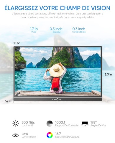 ARZOPA S1 TABLE– Moniteur Portable 15,6" FHD IPS ARZOPA S1 TABLE– Moniteur Portable 15,6" FHD IPS