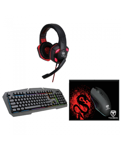 TRENDSONIC Pack Gamer Clavier - Souris - Casque Micro - Tapis - Pc Gamer Casa